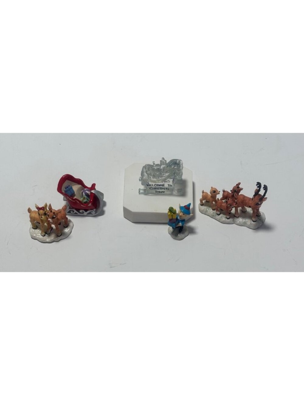 Hawthorne Village Rudolf And Friends Christmas Town Figurine Set Vintage 00s